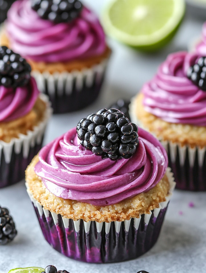 Blackberry Lime Cheesecake Cupcakes