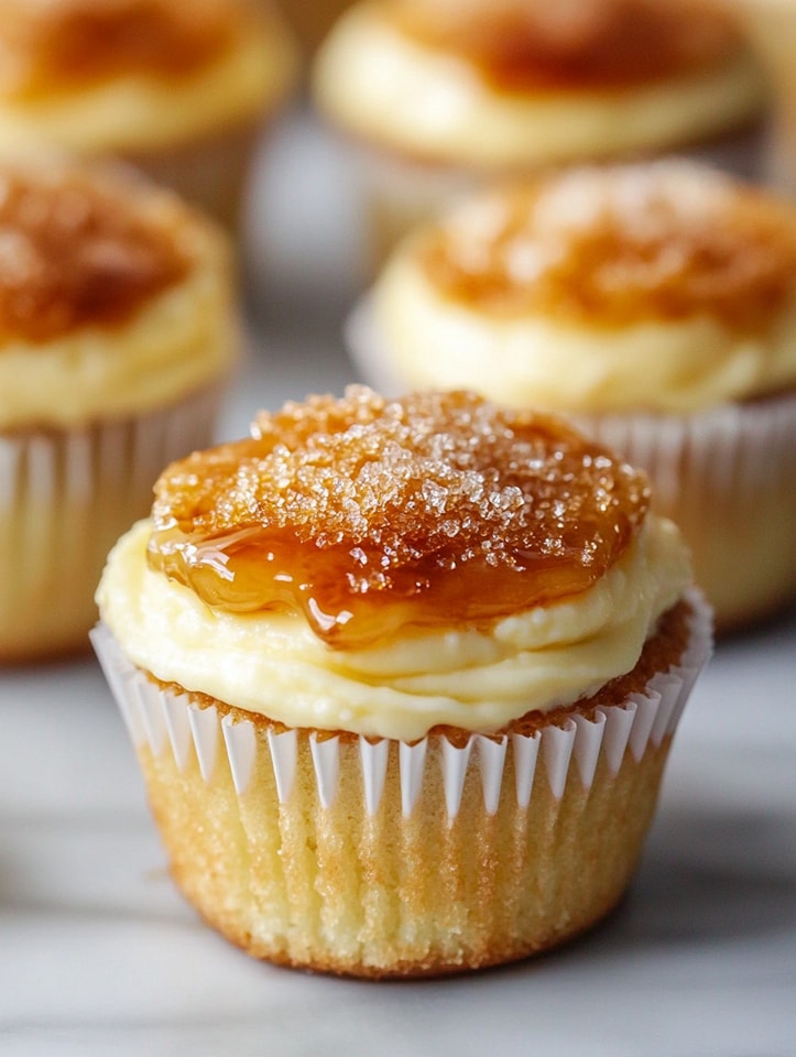 Classic Vanilla Bean Crème Brûlée Cheesecake Cupcakes