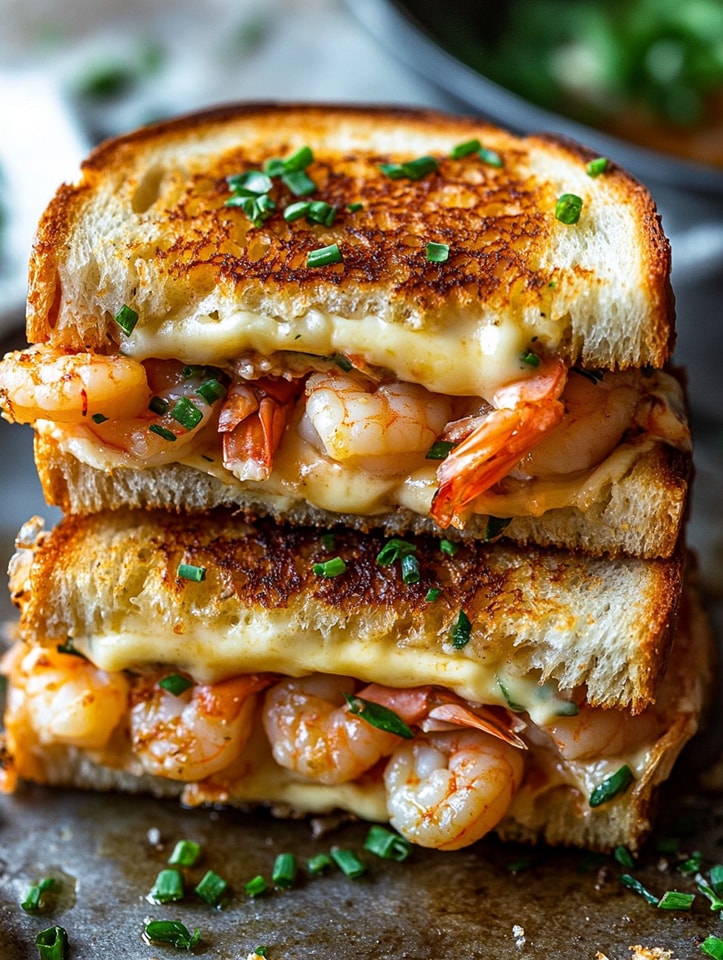 Cheesy Garlic Shrimp Grilled Cheese