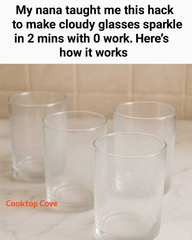 My nana taught me this hack to make cloudy glasses sparkle in 2 mins with 0 work. Here’s how it works