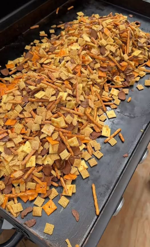 Chex Mix on a Blackstone Griddle