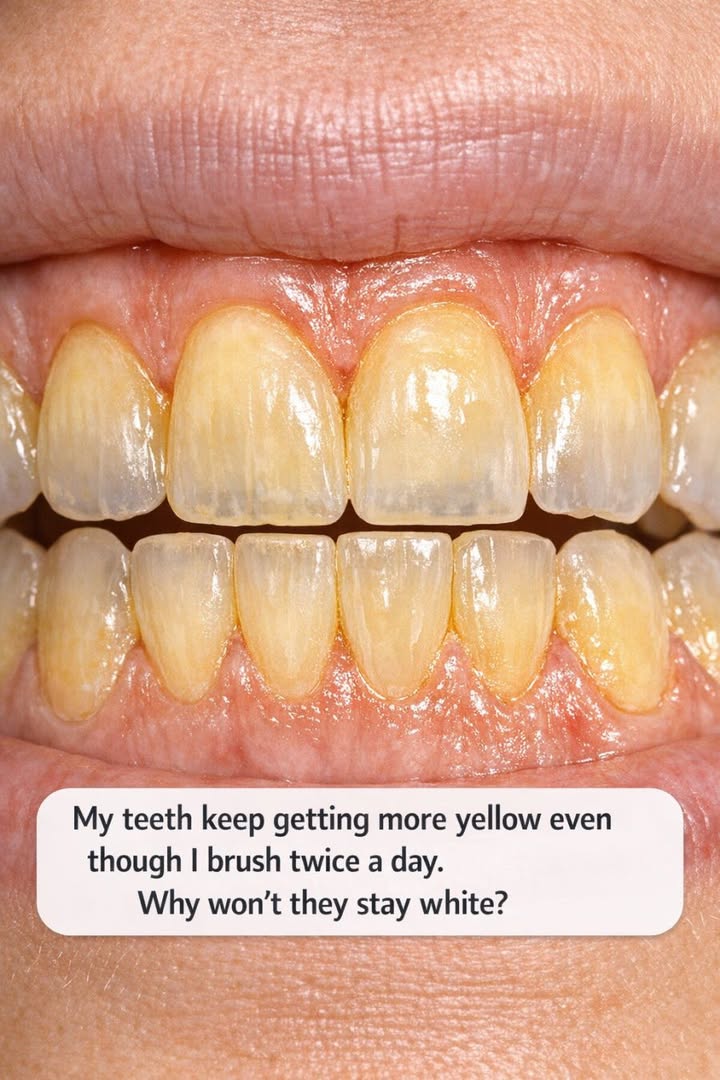 My teeth keep getting more yellow even though I brush twice a day. Why won’t they stay white?