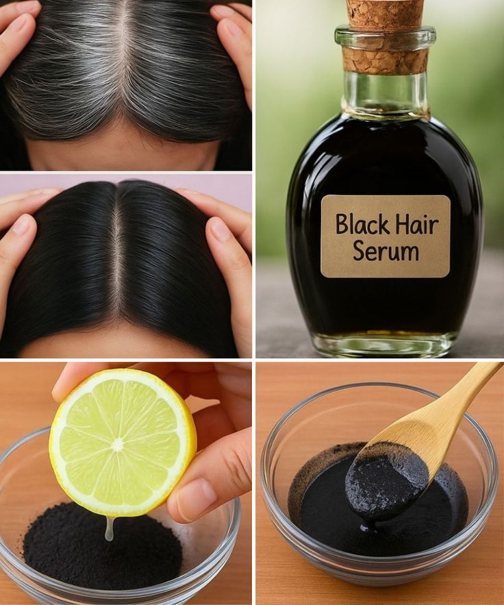 🍋 From White Hair to Black Hair Naturally in Just 5 Minutes – The Lemon & Charcoal Remedy