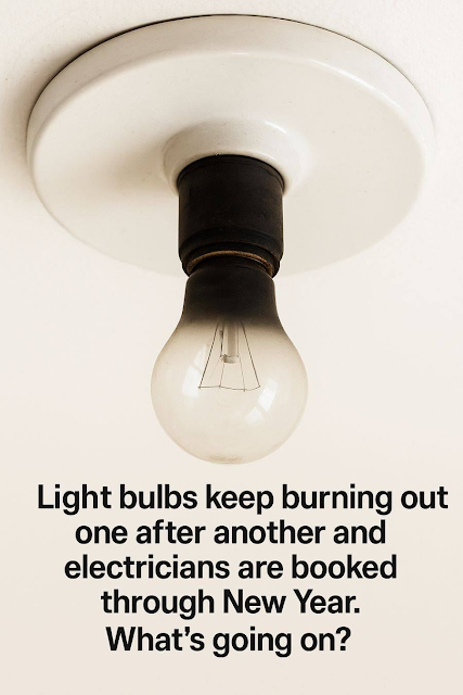 Light bulbs keep burning out one after another and electricians are booked through New Year. What’s going on?